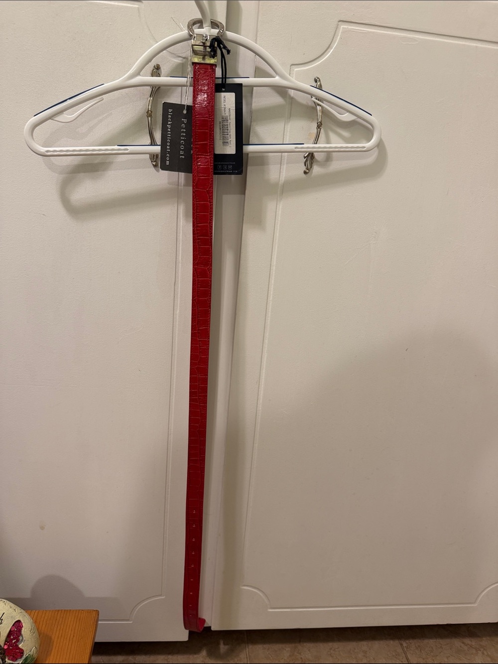 Noel Asmar Red Croc-Embossed Slim Belt